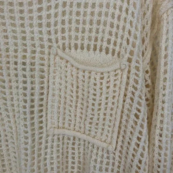 POL Sweater Womens Small Open Knit Pullover Oversized Pocket Sheer Acrylic - Picture 2 of 12